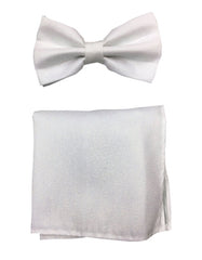 Silver Bow Tie & Hanky Set - Men's Tuxedo USA