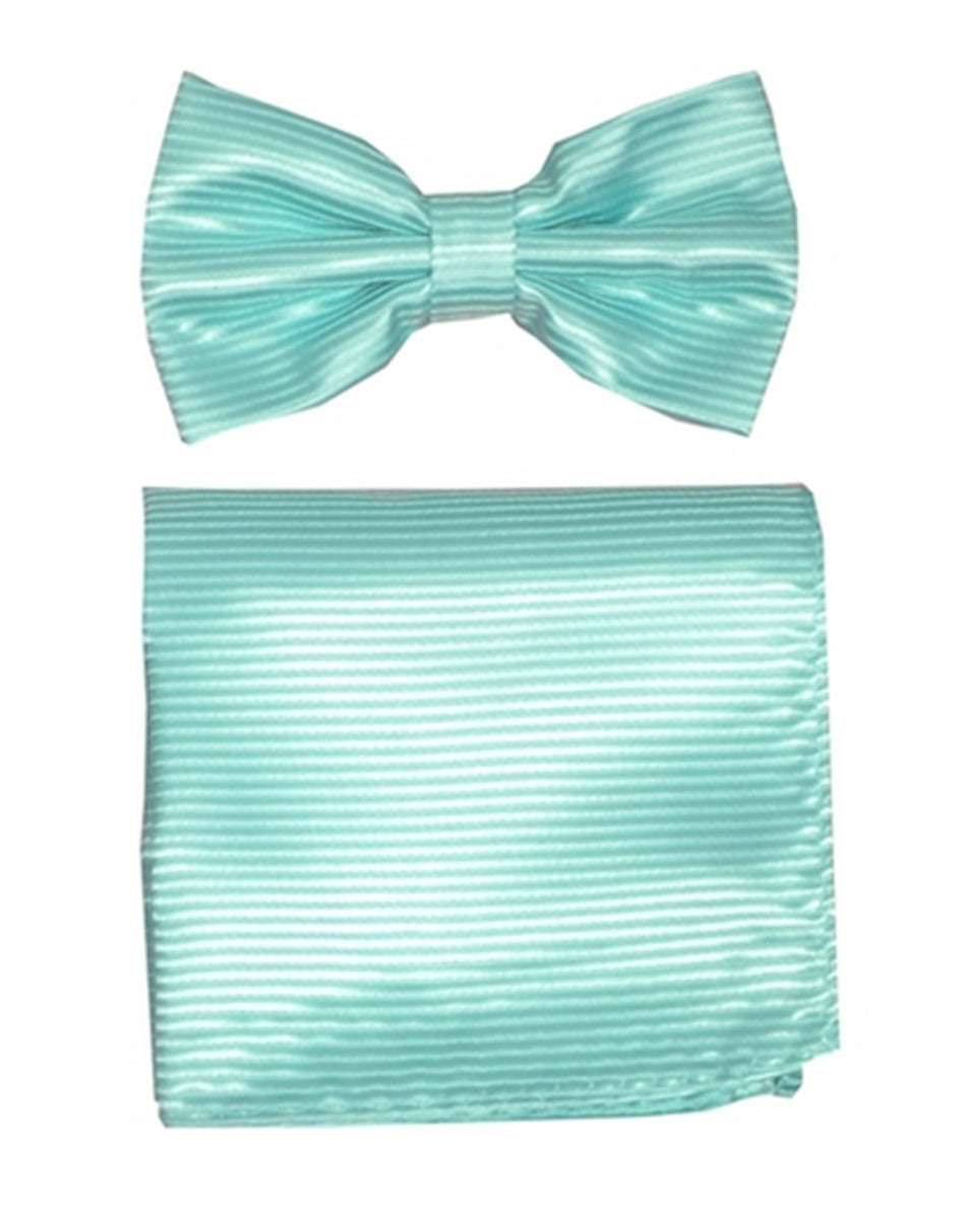 Aqua Tonal Stripe Bow Tie Set - Men's Tuxedo USA