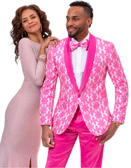 Mens Paisley Prom & Wedding Tuxedo in Hot Pink Fuschia - Men's Tuxedo USA