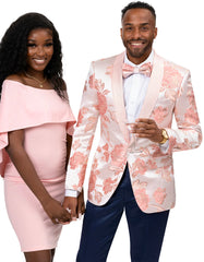 Mens Paisley Jeweled Shawl Prom Tuxedo Blazer in Blush Pink - Men's Tuxedo USA