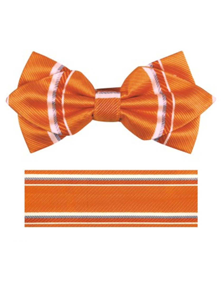 Orange Stripe Bow Tie Set - Men's Tuxedo USA