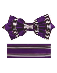 Purple Stripe Bow Tie Set - Men's Tuxedo USA