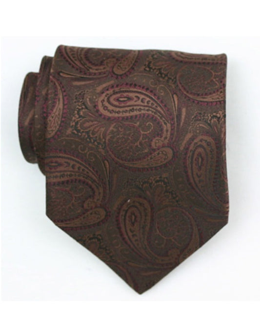 Brown Paisley Neck Tie - Men's Tuxedo USA