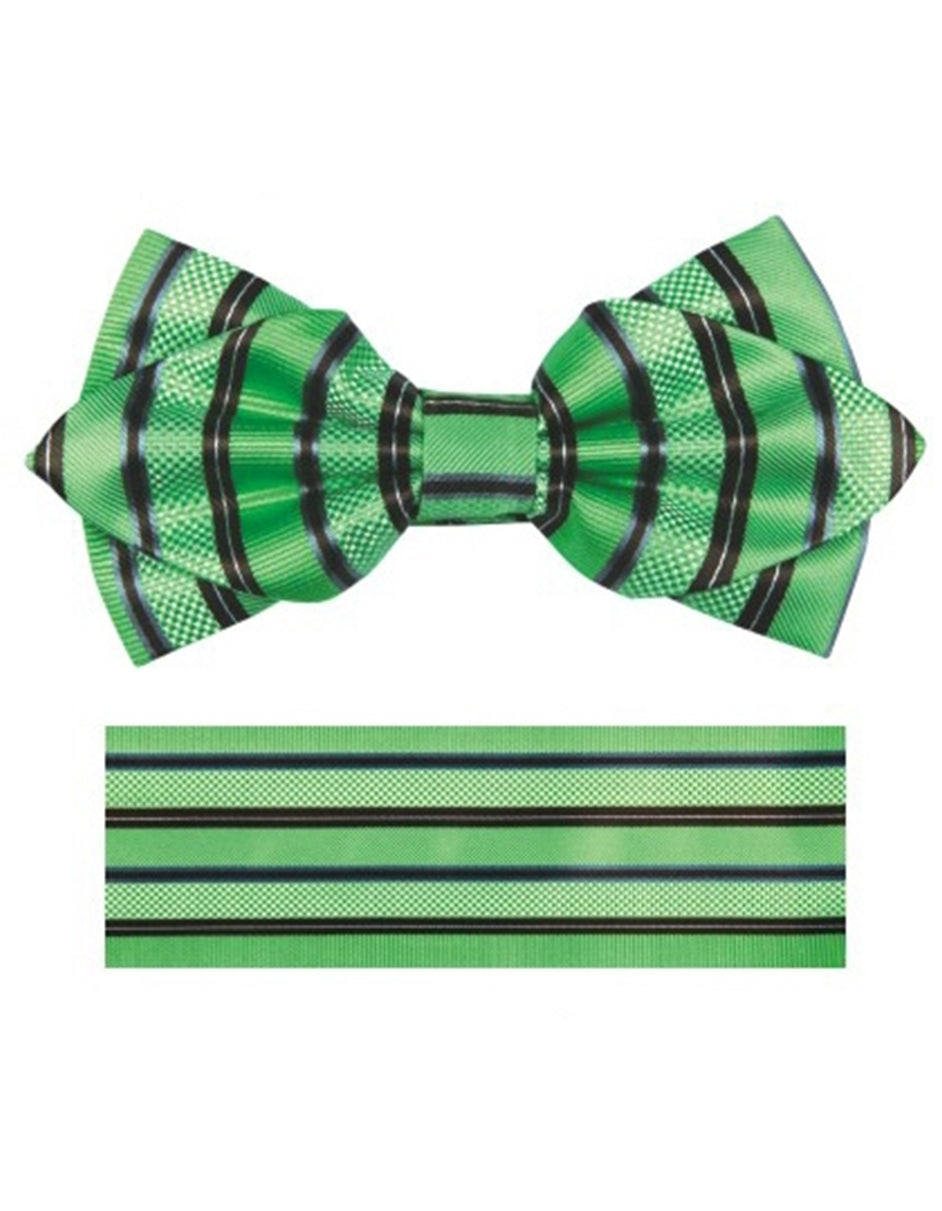 Apple Green & Black Stripe Bow Tie - Men's Tuxedo USA