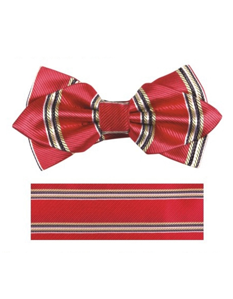 Red Rope Stripe Bow Tie Set - Men's Tuxedo USA