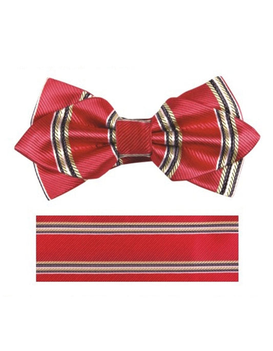 Red Rope Stripe Bow Tie Set - Men's Tuxedo USA