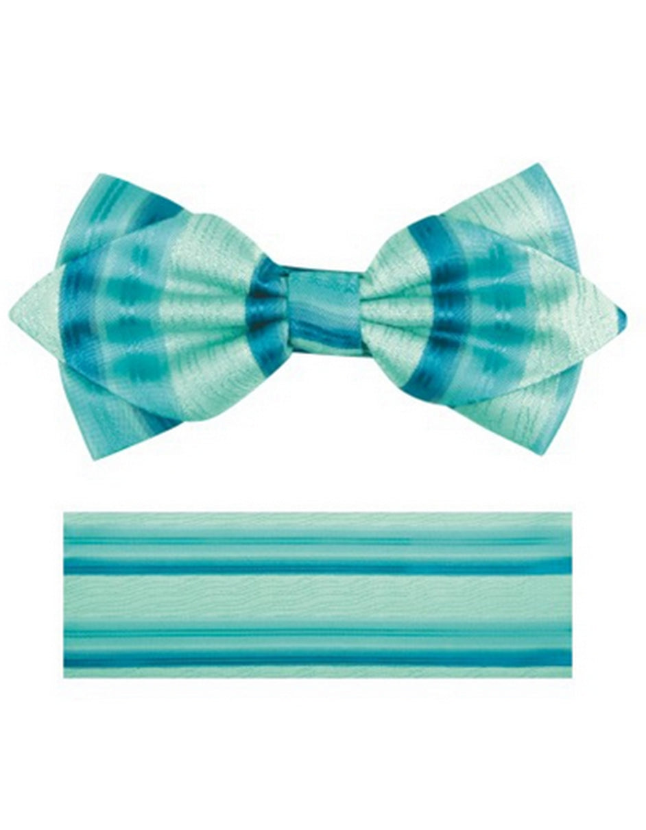 Aqua Stripe Bow Tie Set - Men's Tuxedo USA