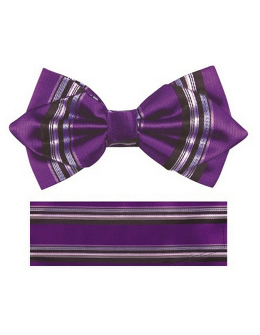 Purple Stripe Bow Tie set - Men's Tuxedo USA