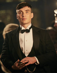 Mens Peaky Blinders Costume Thomas Shelby Black Vested Tuxedo - Men's Tuxedo USA