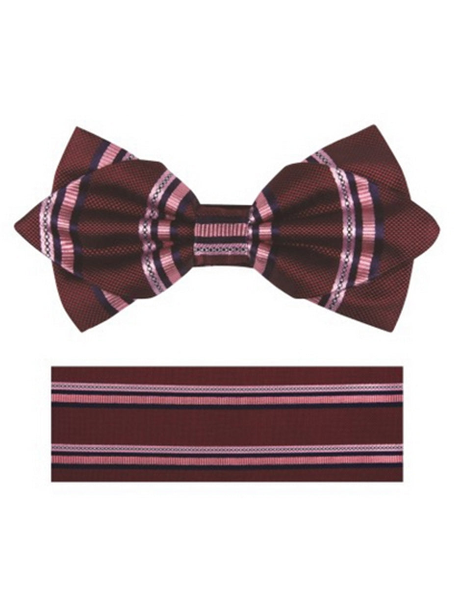 Plum Stripe Bow Tie Set - Men's Tuxedo USA