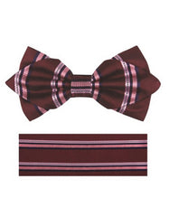 Plum Stripe Bow Tie Set - Men's Tuxedo USA