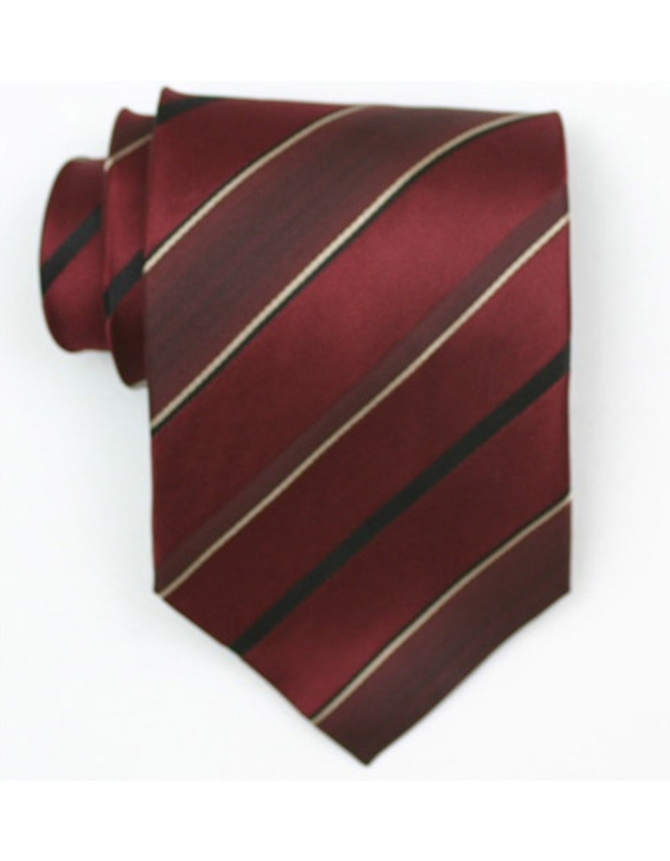 Burgundy Stripe Neck Tie - Men's Tuxedo USA