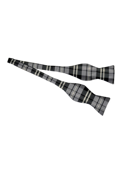 Grey Plaid Self-Tie Bow Tie - Men's Tuxedo USA