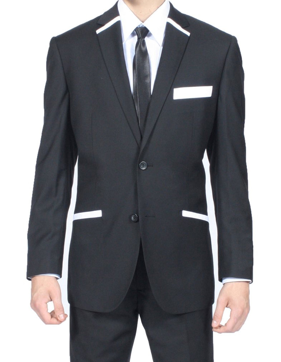 Black & White Trim Tuxedo - Men's Tuxedo USA