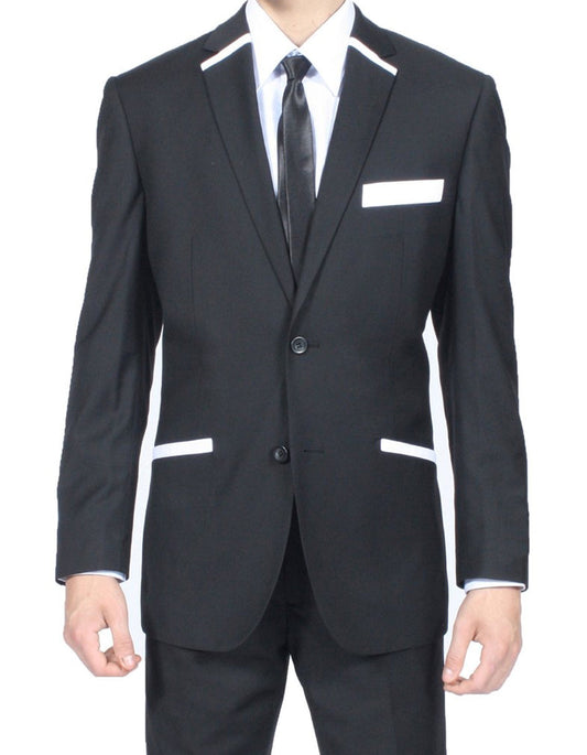 Black & White Trim Tuxedo - Men's Tuxedo USA