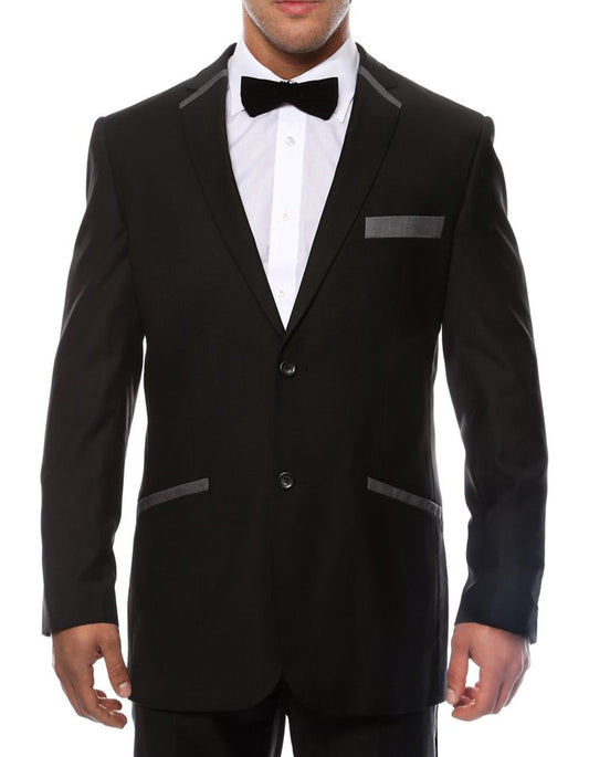 Black & Charcoal Trim Tuxedo - Men's Tuxedo USA