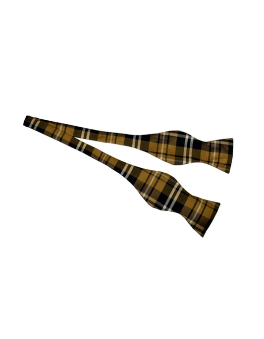 Yellow Plaid Self Tie Bow Tie - Men's Tuxedo USA