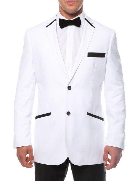 White & Black Trim Tuxedo - Men's Tuxedo USA