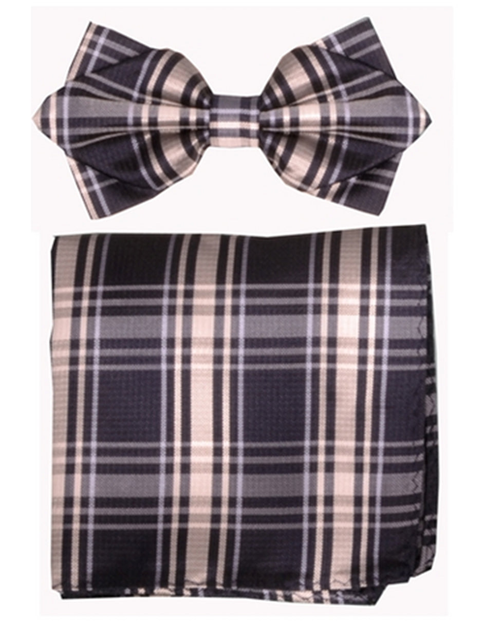 Black Plaid Bow Tie Set - Men's Tuxedo USA