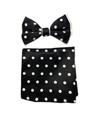 Black & White Polka Bow Tie Set - Men's Tuxedo USA