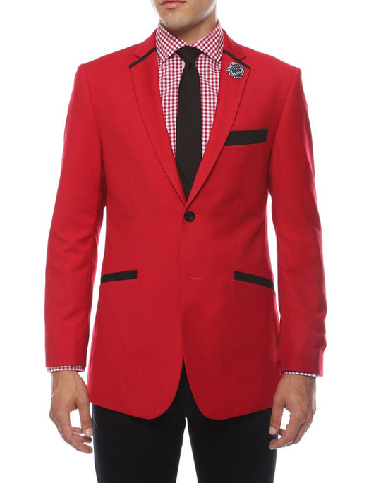 Red & Black Trim Tuxedo - Men's Tuxedo USA