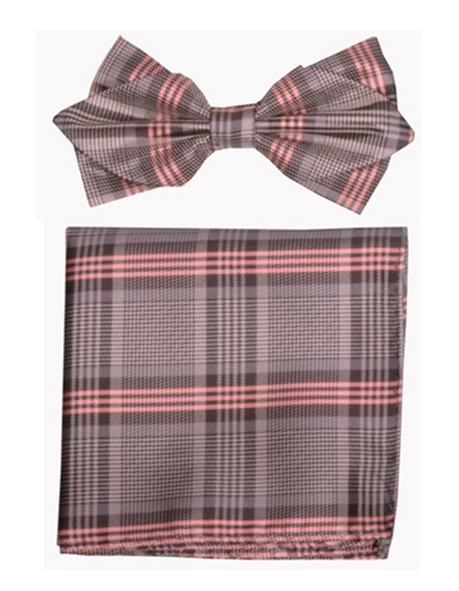 Mocha Plaid Bow Tie Set - Men's Tuxedo USA