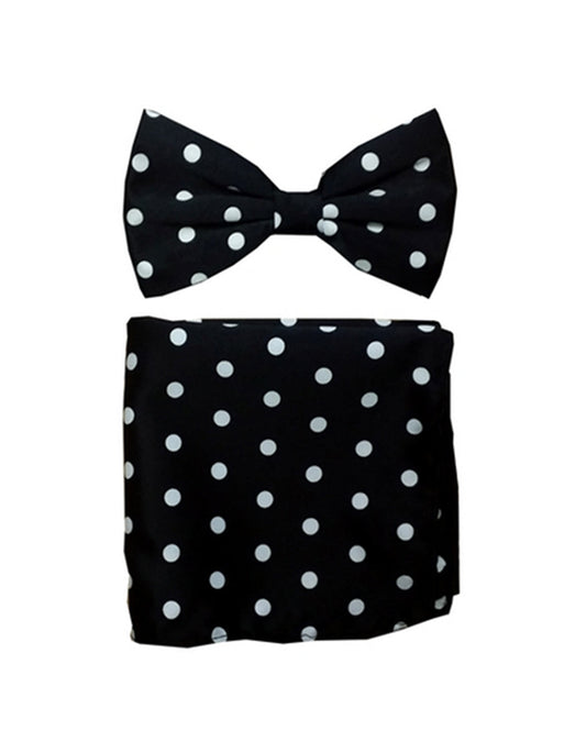 Black & White Polka Bow Tie Set - Men's Tuxedo USA