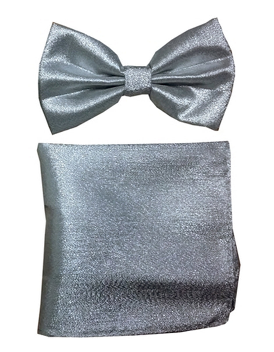 Silver Velvet Bow Tie Set - Men's Tuxedo USA