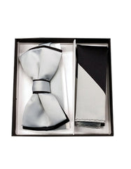 Silver & Black Bow Tie Set - Men's Tuxedo USA