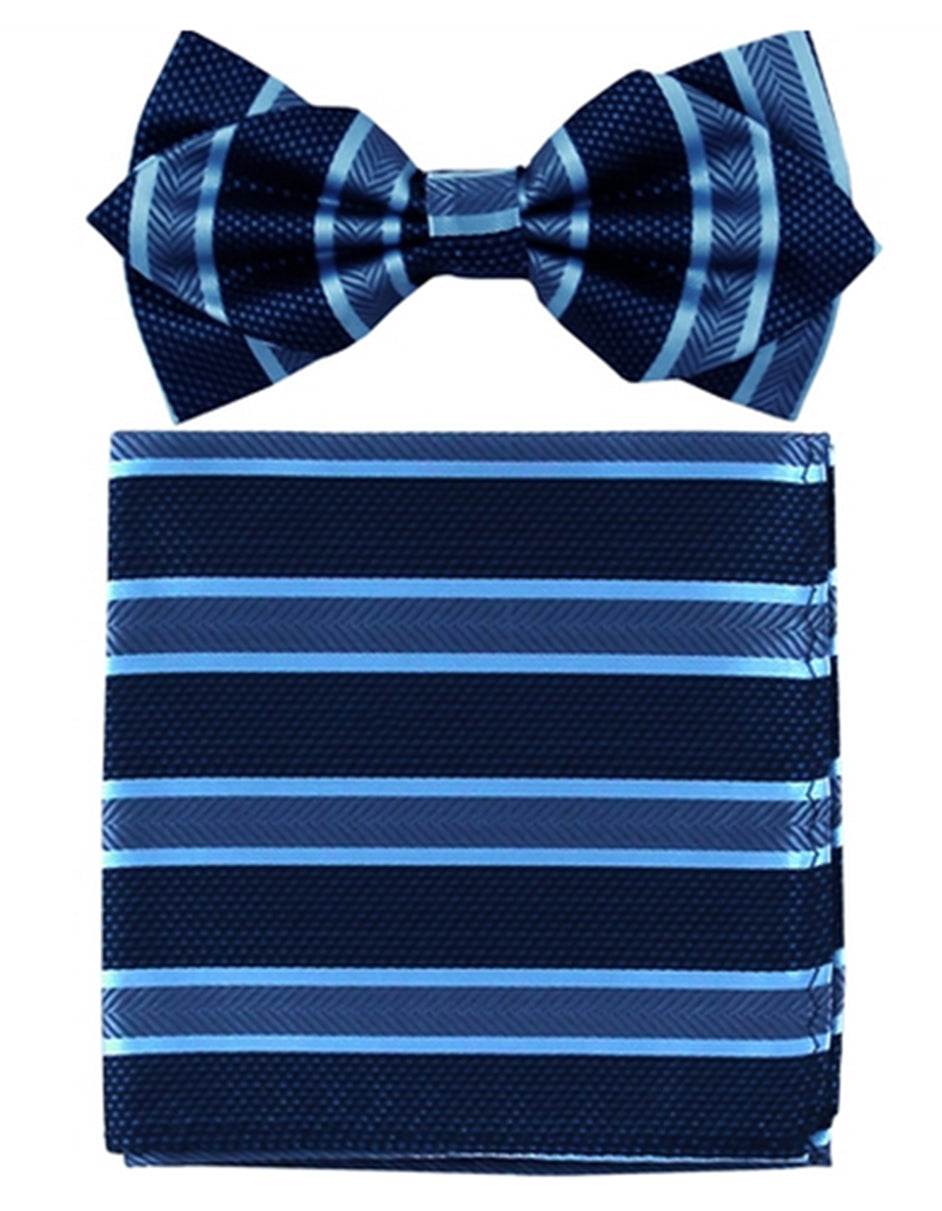 Navy Stripe Bow Tie Set - Men's Tuxedo USA