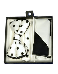 White & Black Dot Bow Tie Set - Men's Tuxedo USA