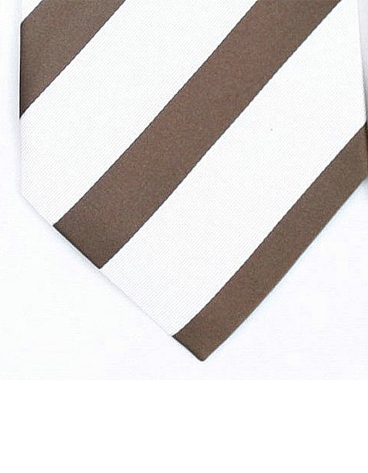 White & Brown Neck Tie - Men's Tuxedo USA