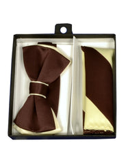 Brown & Cream Bow Tie Set - Men's Tuxedo USA