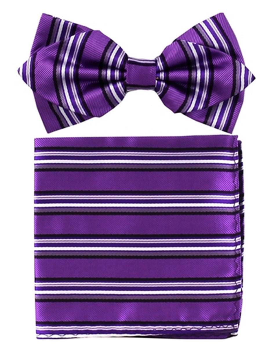 Purple Stripe Bow Tie Set - Men's Tuxedo USA