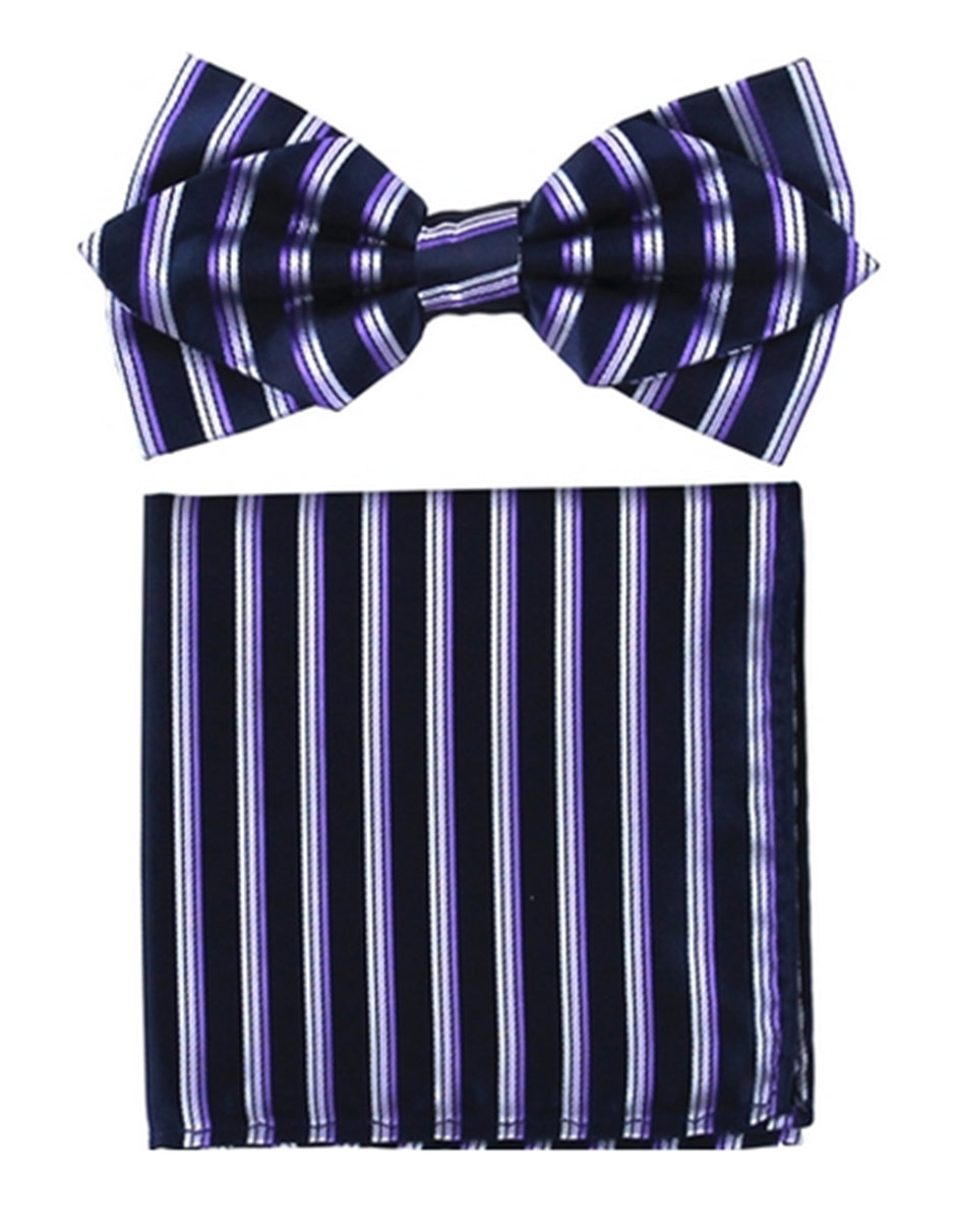 Lavender Stripe Bow Tie Set - Men's Tuxedo USA