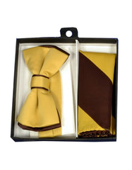 Yellow & Brown Bow Tie Set - Men's Tuxedo USA