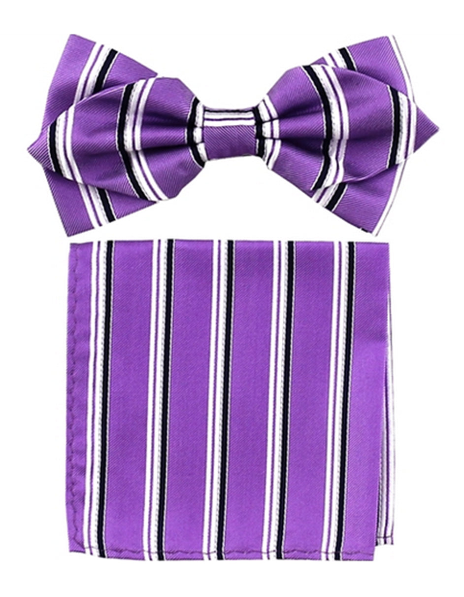 Lilac Stripe Bow Tie Set - Men's Tuxedo USA