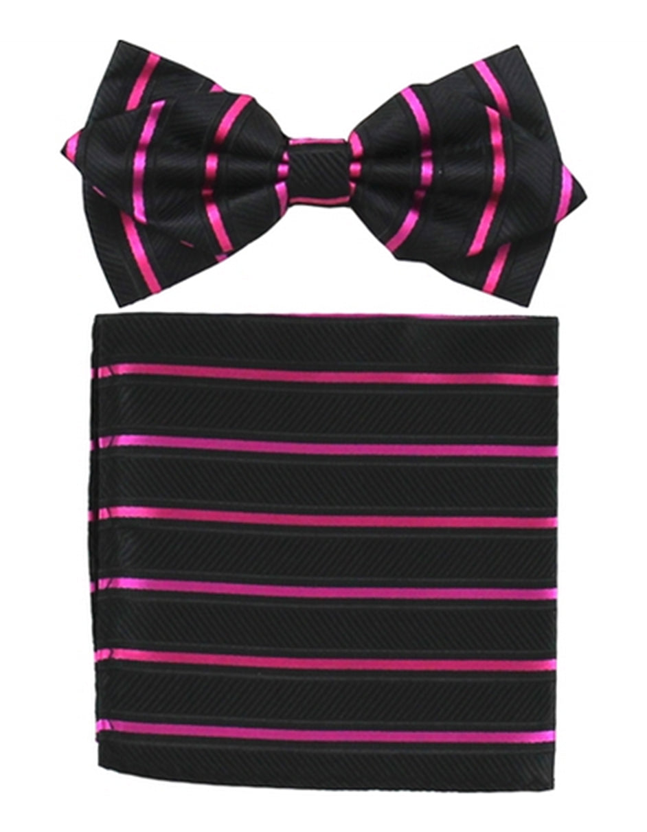 Black & Hot Pink Bow Tie Set - Men's Tuxedo USA