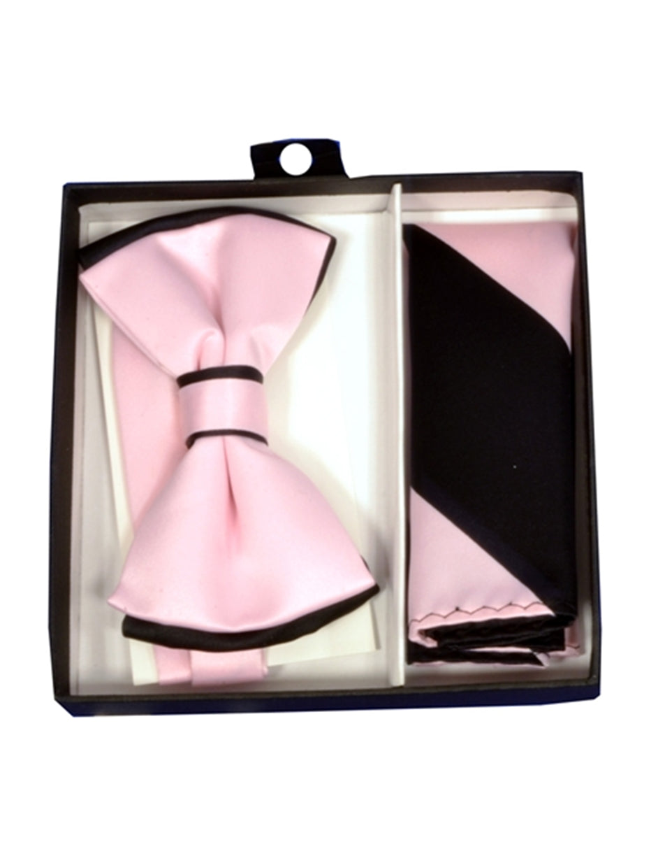 Pink & Black Bow Tie Set - Men's Tuxedo USA