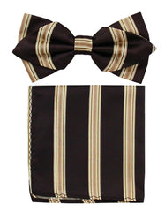 Black & Gold Stripe Bow Tie Set - Men's Tuxedo USA