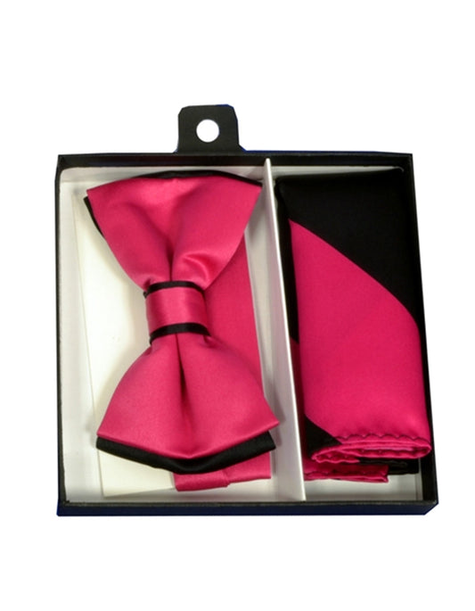 Fuchsia & Black Bow Tie Set - Men's Tuxedo USA