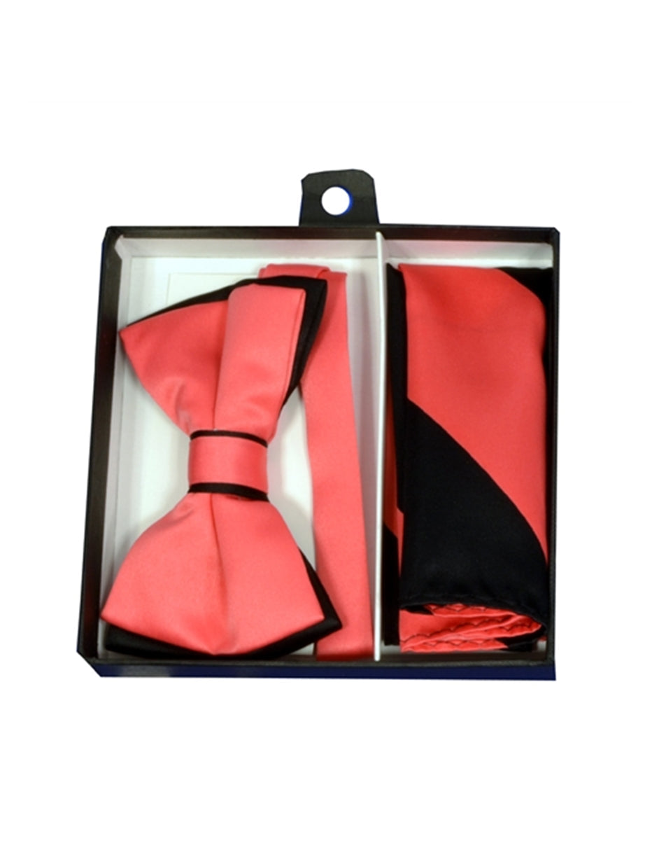 Coral & Black Bow Tie Set - Men's Tuxedo USA