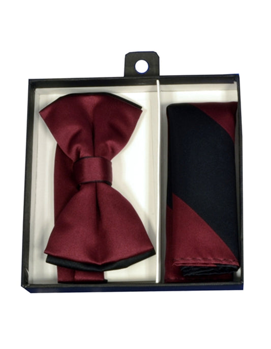 Burgundy & Black Bow Tie Set - Men's Tuxedo USA