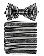 Black Stripe Bow Tie Set - Men's Tuxedo USA