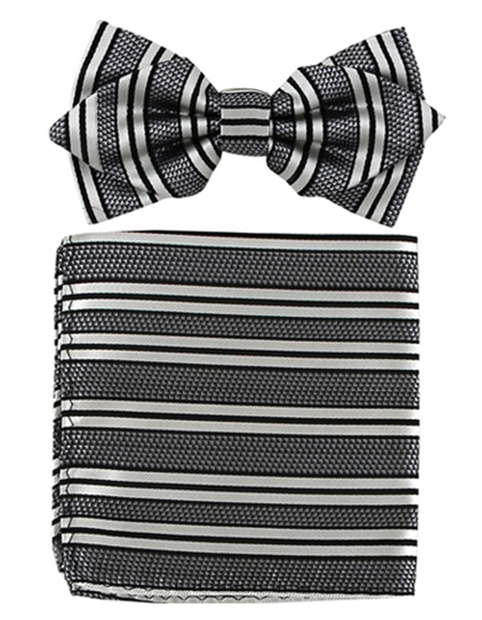 Black Stripe Bow Tie Set - Men's Tuxedo USA