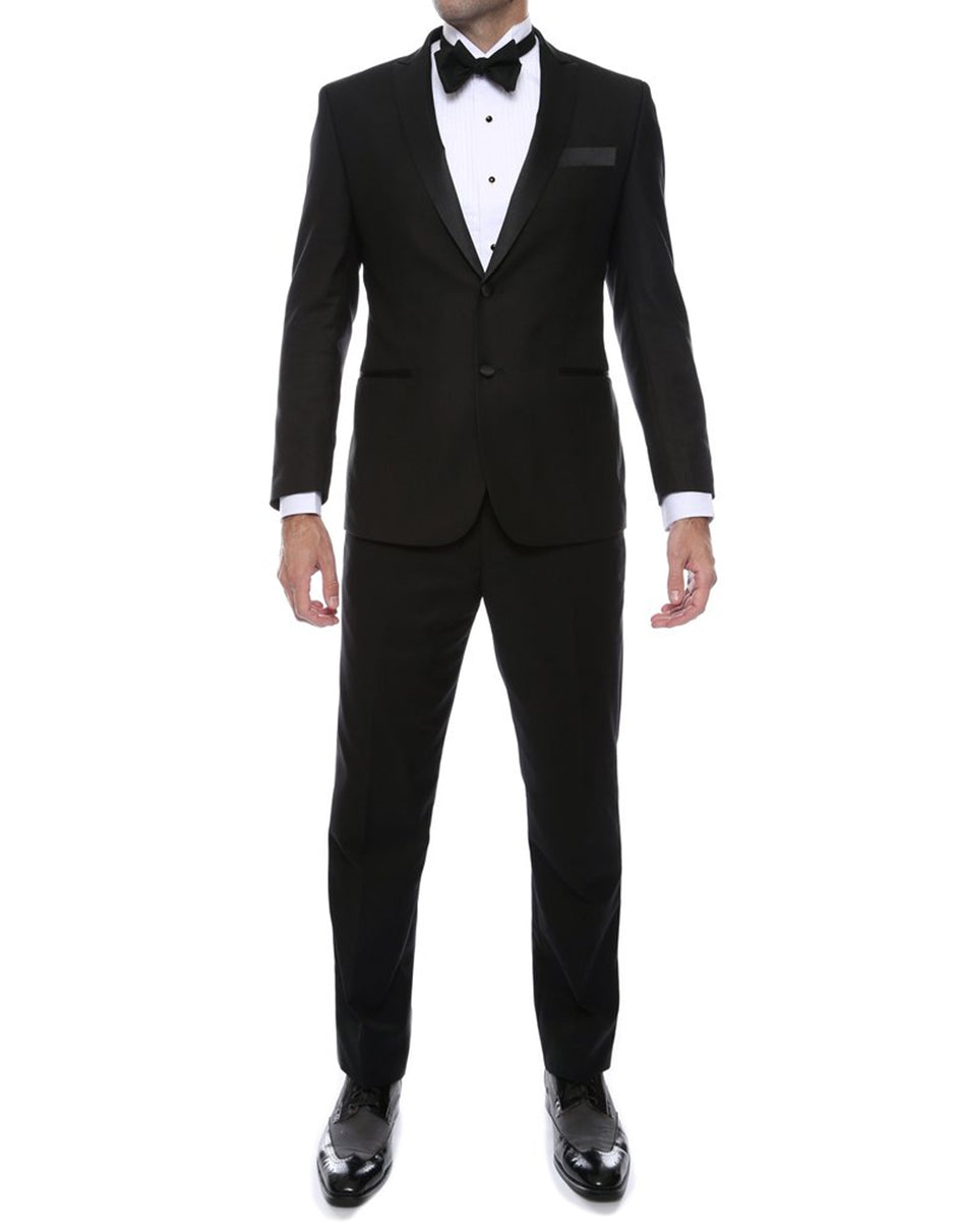 Slim Black Peak Tuxedo - Men's Tuxedo USA