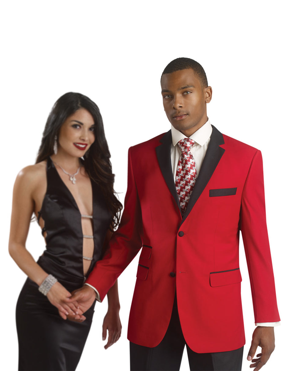 Red & Black Notch Tuxedo - Men's Tuxedo USA