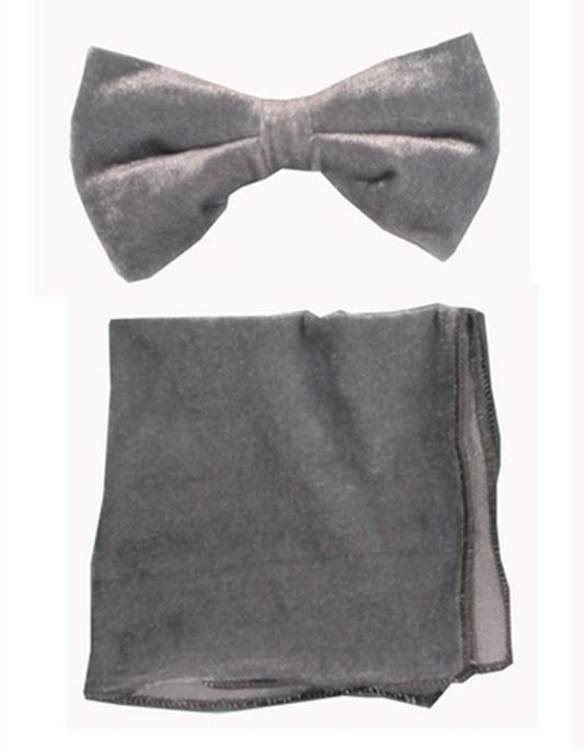 Silver Velvet Bow Tie Set - Men's Tuxedo USA