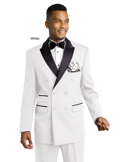 White & Black Double Breasted Tuxedo - Men's Tuxedo USA