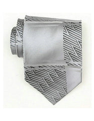 Silver Zig Zag Neck Tie - Men's Tuxedo USA